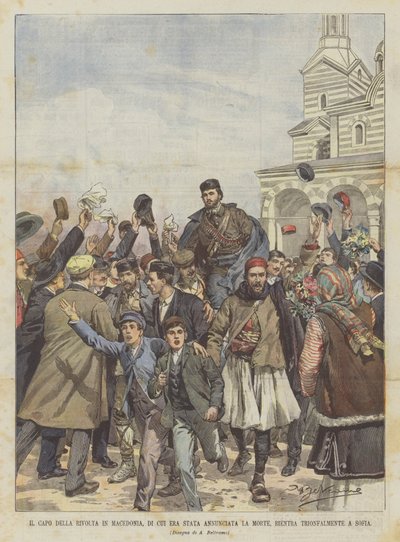 The Leader of the Revolt in Macedonia, Whose Death Was Announced, Triumphantly Returns to Sofia by Achille Beltrame